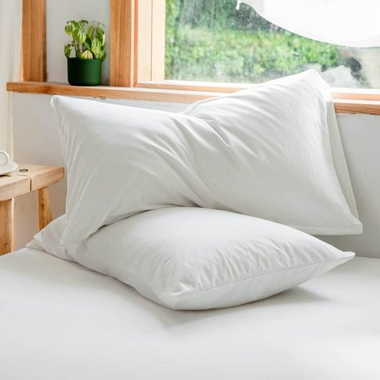 Jersey Knit Pillowcases Queen Size - White Pillow Cases 20x30 inches Ultra Soft Breathable, Lightweight and Comfortable Pillowcase with Envelope Closure