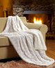 White Ivory Super Soft Warm Polar Faux Fur with Throw Blanket 63 x 87