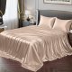 Satin Sheets Queen Silky Soft Satin Bed Sheets Amber Beige Satin Sheet Set, 1 Deep Pocket Fitted Sheet + 1 Flat Sheet + 2 Pillowcases