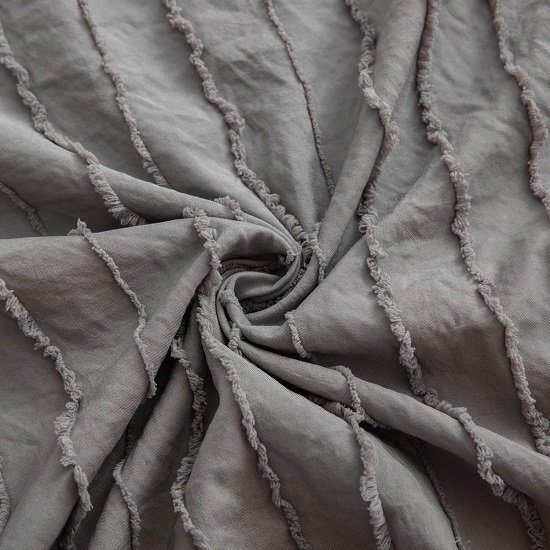 2 Pack Grey Pillowcases Queen Size, Soft Microfiber Striped Tufted Pillow Covers with Envelope Closure (Pillows are not Included)