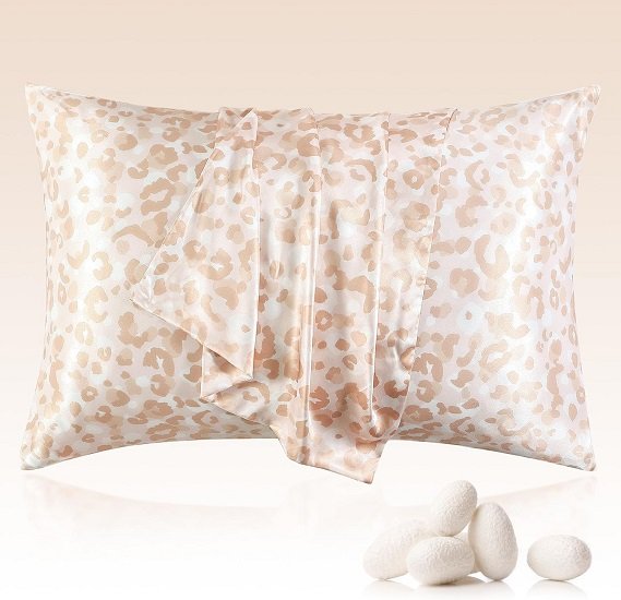 100% Mulberry Silk Pillowcase for Hair and Skin,Khaki Leopard Silk Pillow Case with Hidden Zipper,Standard Size Single Pack,20x26 Inches