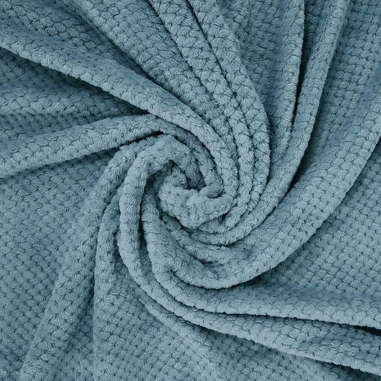 Waffle Textured Slate Blue Fleece Blanket, Super Soft and Warm 50x70 inches Throw Blanket for Couch, Cozy, Fuzzy and Lightweight