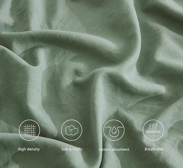 Stone Washed Full Size Sheet Set - 4-Piece Extra Soft Breathable Wrinkle & Fade Resistant 14-Inches Deep Pocket Sheets & Pillowcases Set - Full, Sage Green