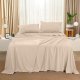 King Bed Sheets Set - 4 Piece Bedding - Brushed Microfiber - Shrinkage and Fade Resistant - Easy Care (King, Beige)