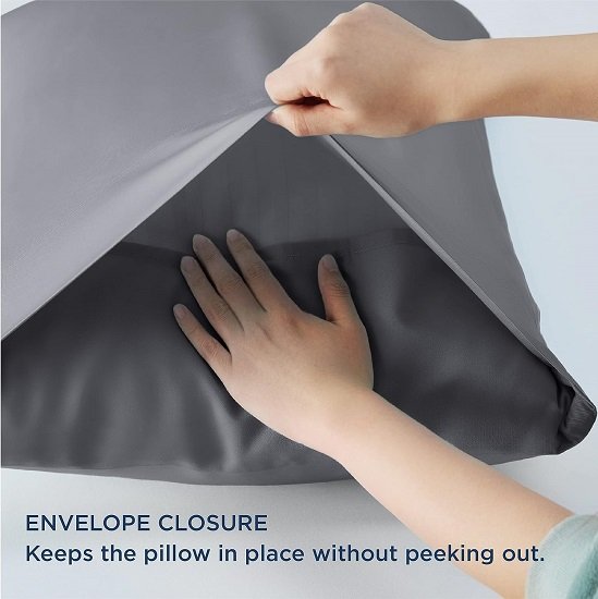 Cool Pillowcase Large - 100% Rayon, Sourced from Bamboo Dark Gray Pillowcases 2, Silky Soft Breathable Pillowcases with Envelope Closure, 20x30 inches