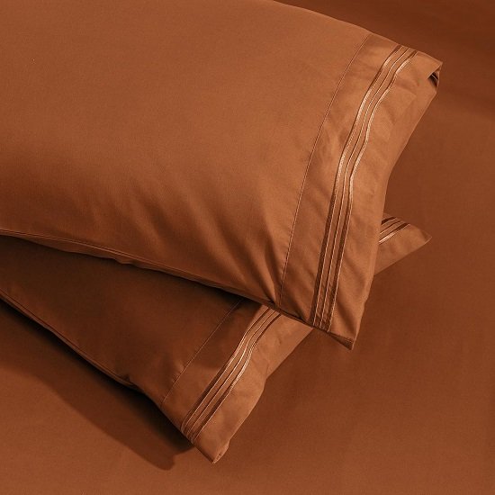 Microfiber Pillow Cases - Standard Size Set of 2-1800 Thread Count Ultra Soft Caramel Pumpkin Pillowcases - Wrinkle Resistant