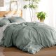 Linen Duvet Cover King - Linen Cotton Blend Duvet Cover Set, Sage Green Linen Duvet Cover, 3 Pieces, 1 Duvet Cover 104x90 Inches and 2 Pillowcases